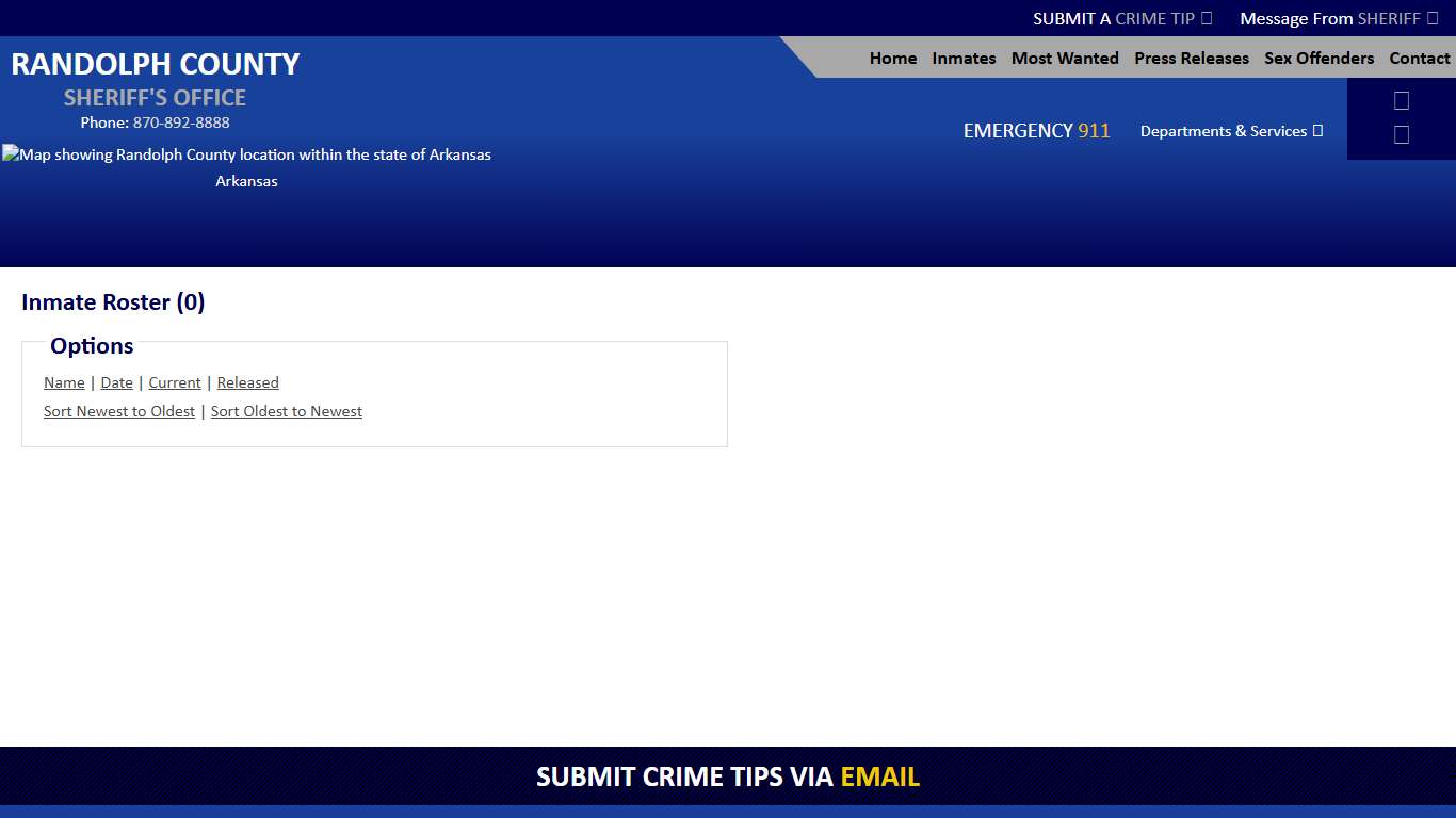 Inmate Roster - Released Inmates Booking Date Descending - Randolph County Sheriff AR