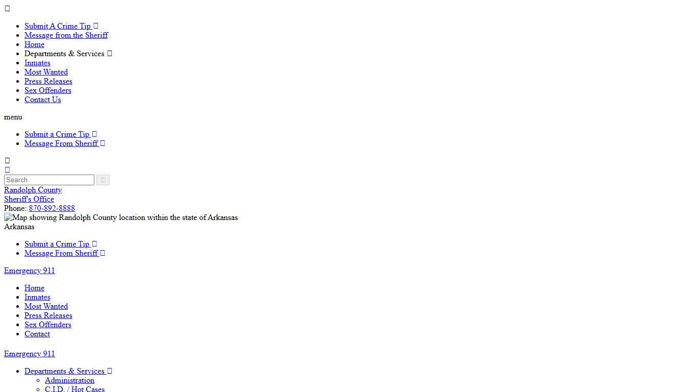 Inmate Roster - Current Inmates Booking Date Descending - Randolph County Sheriff AR